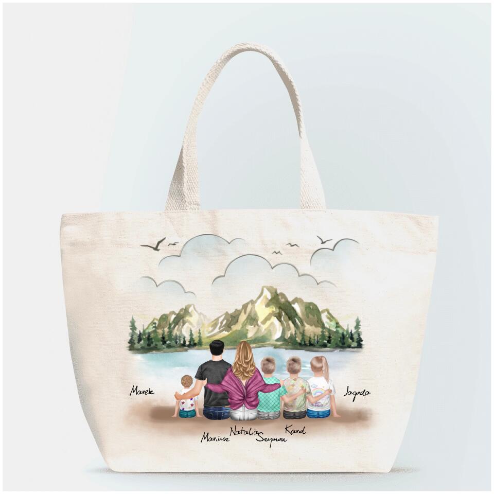 Torba materiałowa personalizowana rodzinna + 1-4 dzieci #P12