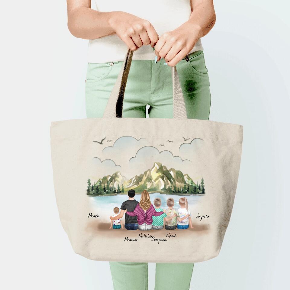 Torba materiałowa personalizowana rodzinna + 1-4 dzieci #P12