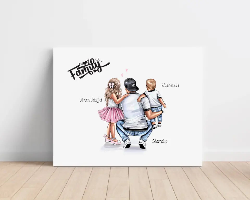 Obraz na płótnie personalizowany - tata + 1-2 dzieci #21