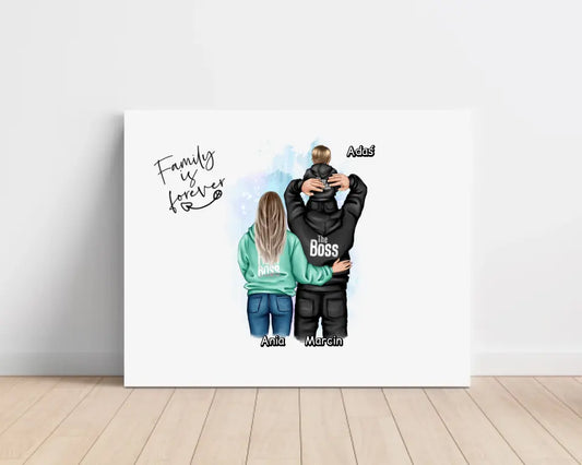 Obraz na płótnie personalizowany -mama + tata + dziecko #22