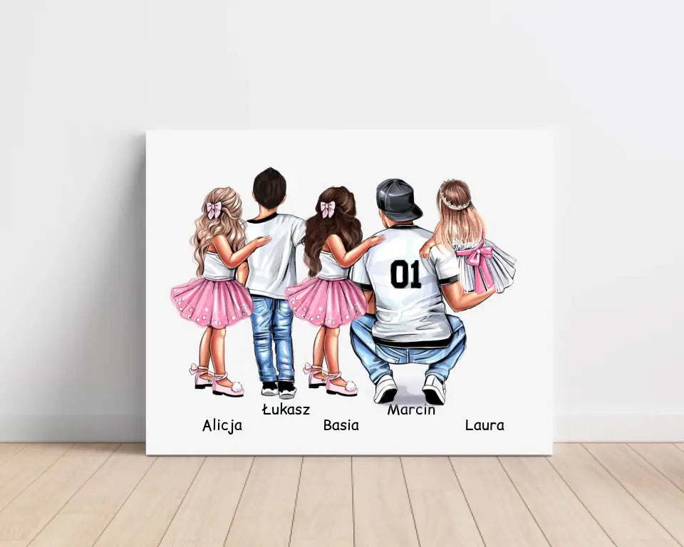Obraz na płótnie personalizowany - tata + 1-2 dzieci #21