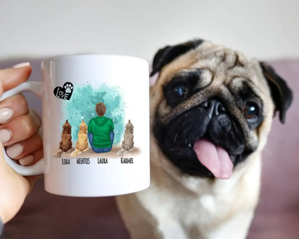 Kubek personalizowany - mężczyzna + max. 1-3 psy #P43