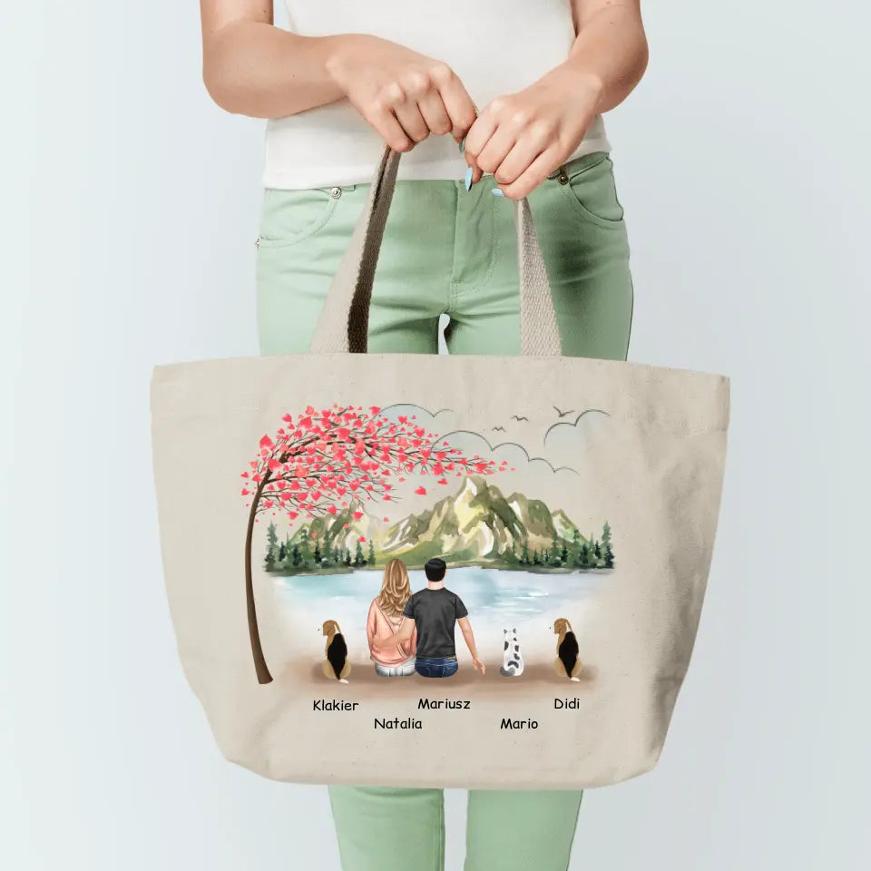 Torba materiałowa personalizowana dla par + 1-3 zwierzaki #P63
