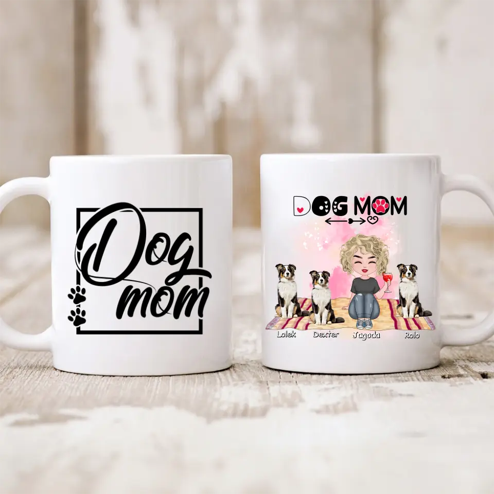 Kubek personalizowany - kobieta + max. 1-3 psy #P44