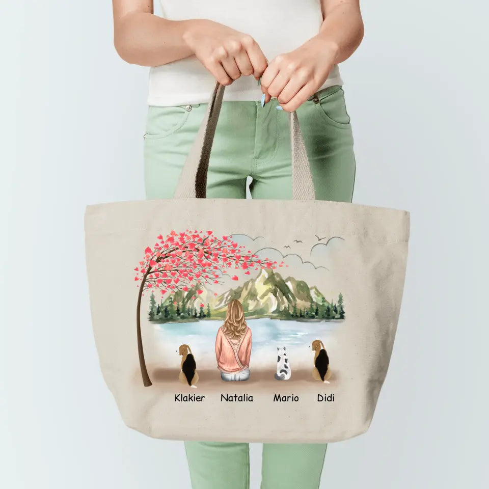Torba materiałowa personalizowana dla kobiety + 1-3 pupile (kot/pies) #24