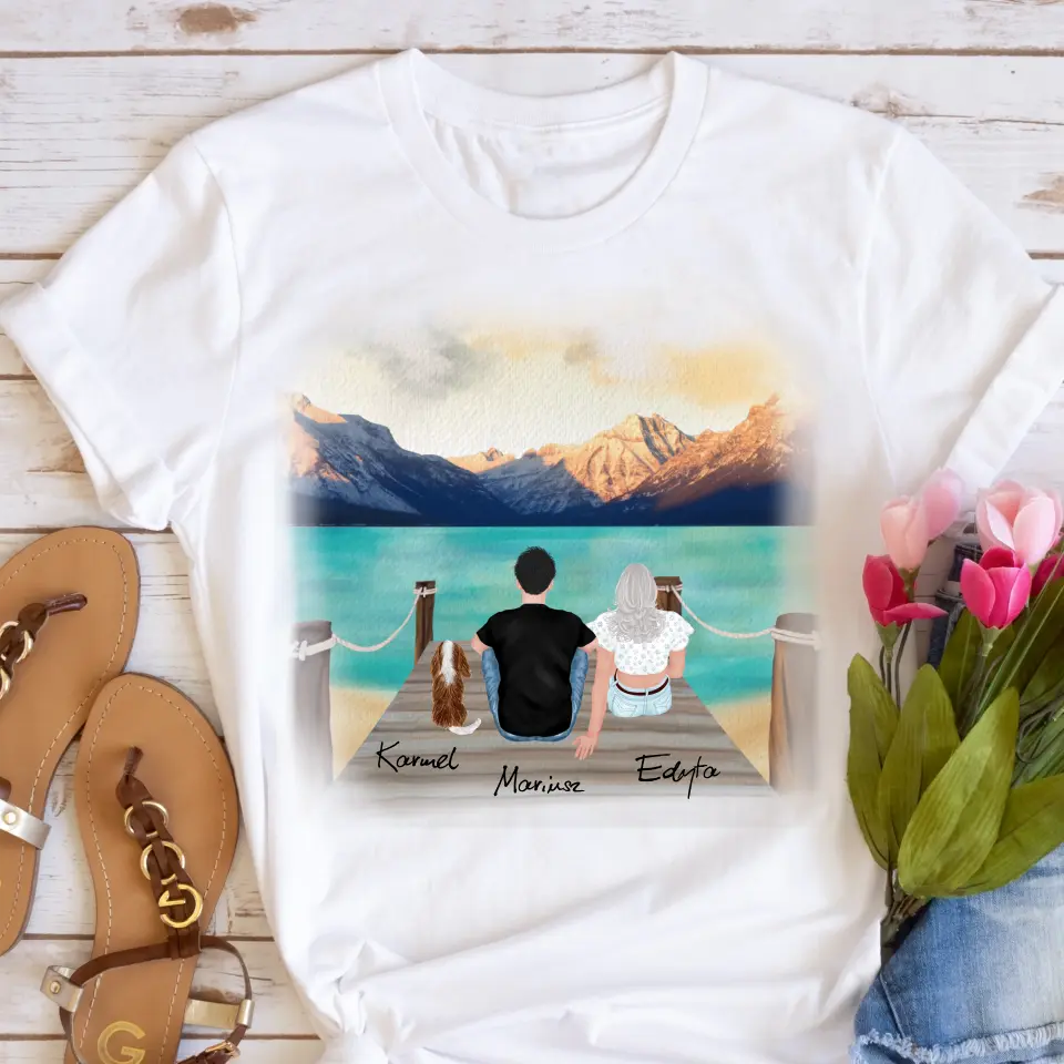 Koszulka z psem - para + pupil - Personalizowana #P49