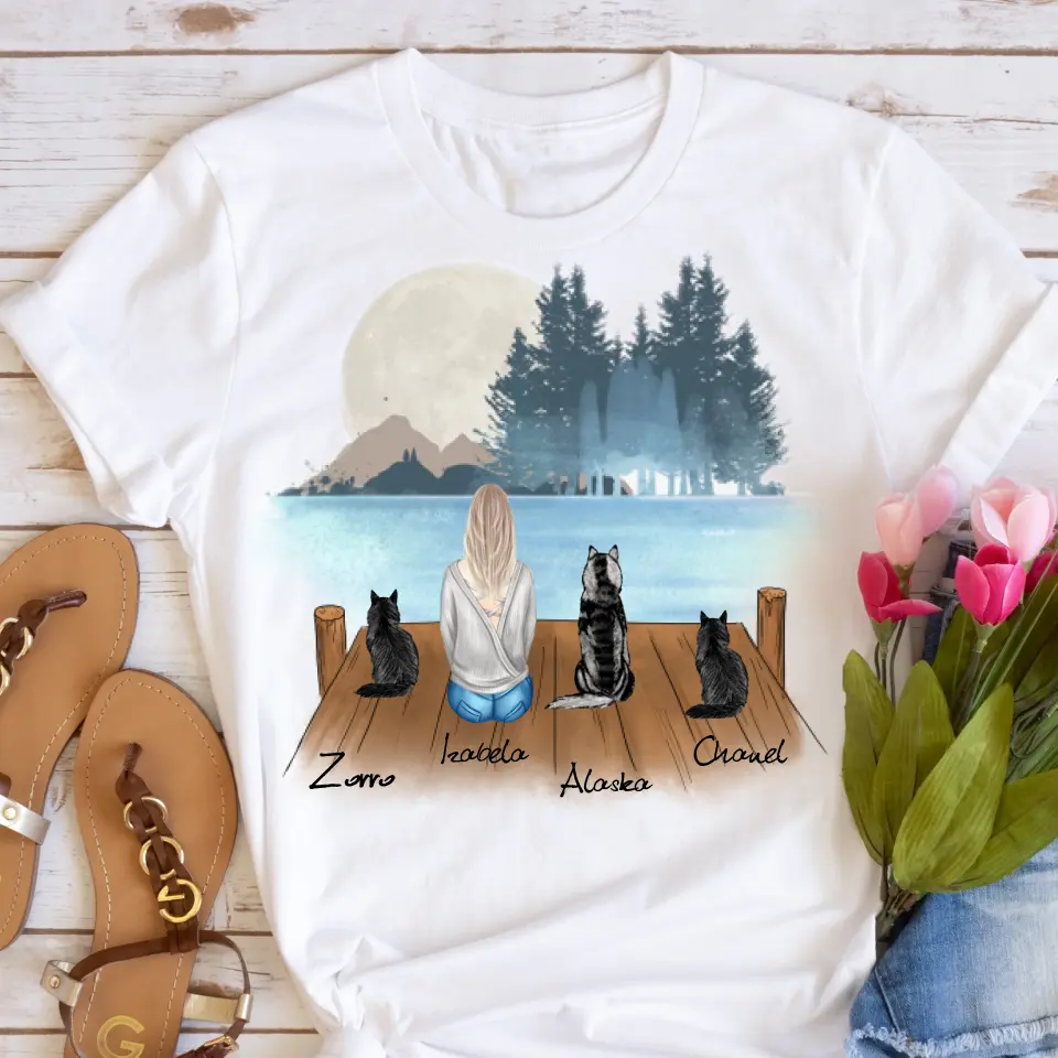 Koszulka ze zwierzakiem - kobieta + max. 1-3 pupile - Personalizowana #P52