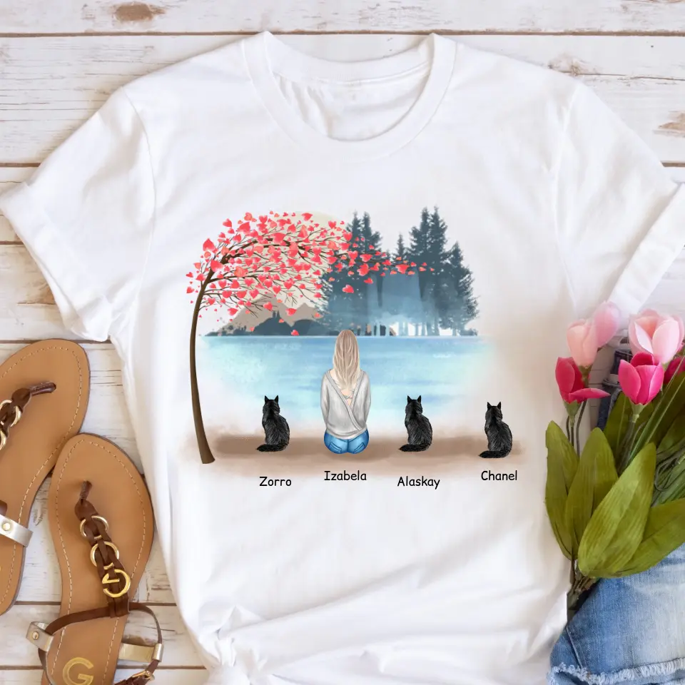 Koszulka ze zwierzakiem - kobieta + max. 1-3 pupile - Personalizowana #P53