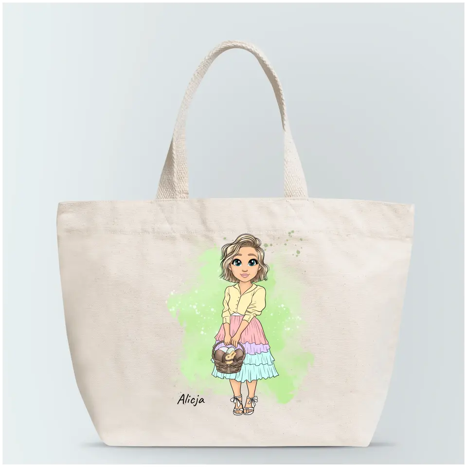 Torba materiałowa personalizowana dla kobiety - Wielkanoc #2