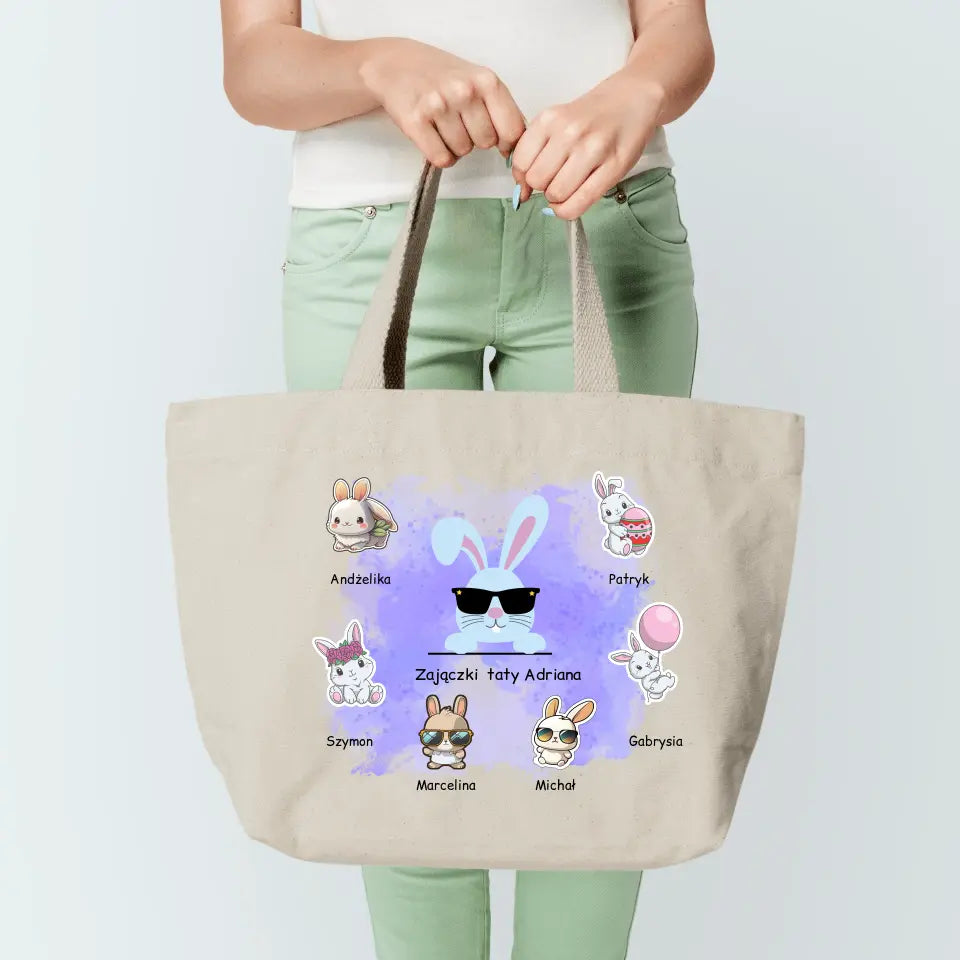 Torba materiałowa personalizowana zajączki taty / dziadka - 1-6 zajączków - Wielkanoc #5