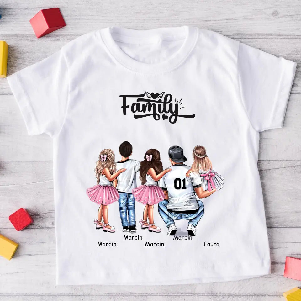 Koszulka dla taty + 1-4 dzieci - Personalizowana (rodzinna) #P8