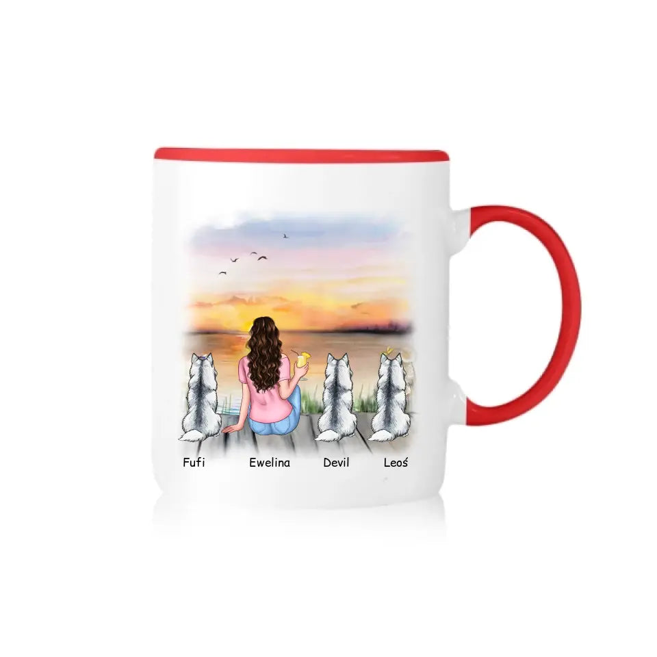 Kubek z psem personalizowany od 1-3 pupili + kobieta #4