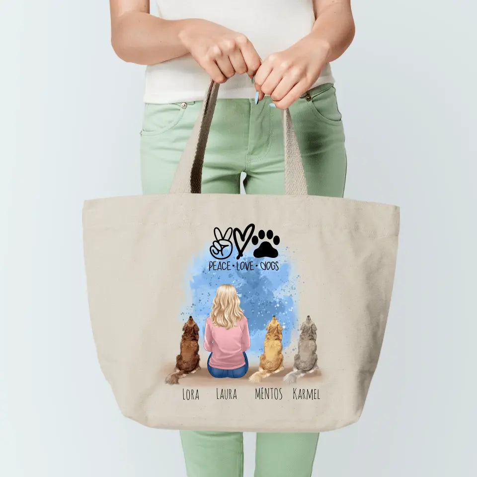 Torba materiałowa personalizowana dla kobiety + max. 1-3 psy #P70