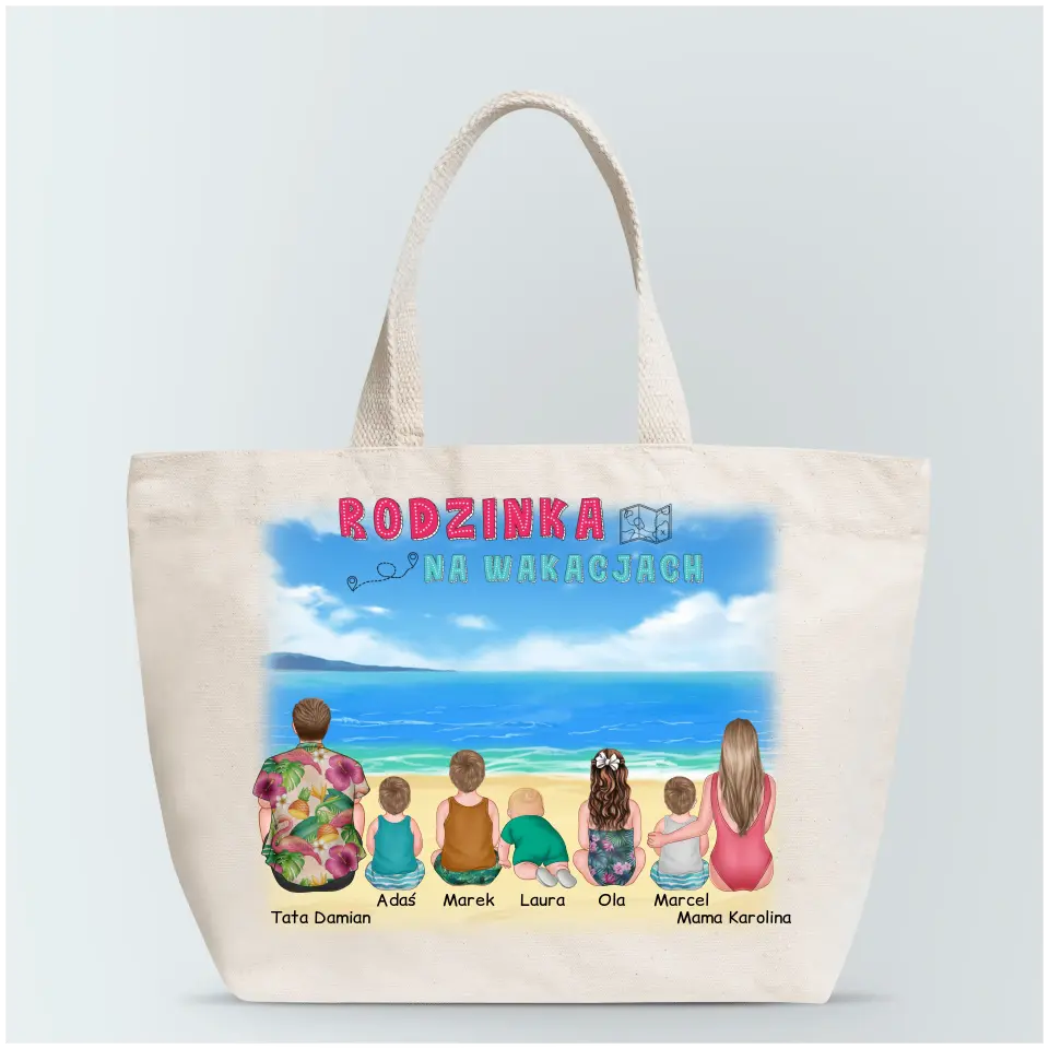 Torba materiałowa personalizowana rodzinna - tata + mama + 1-5 dzieci #P62
