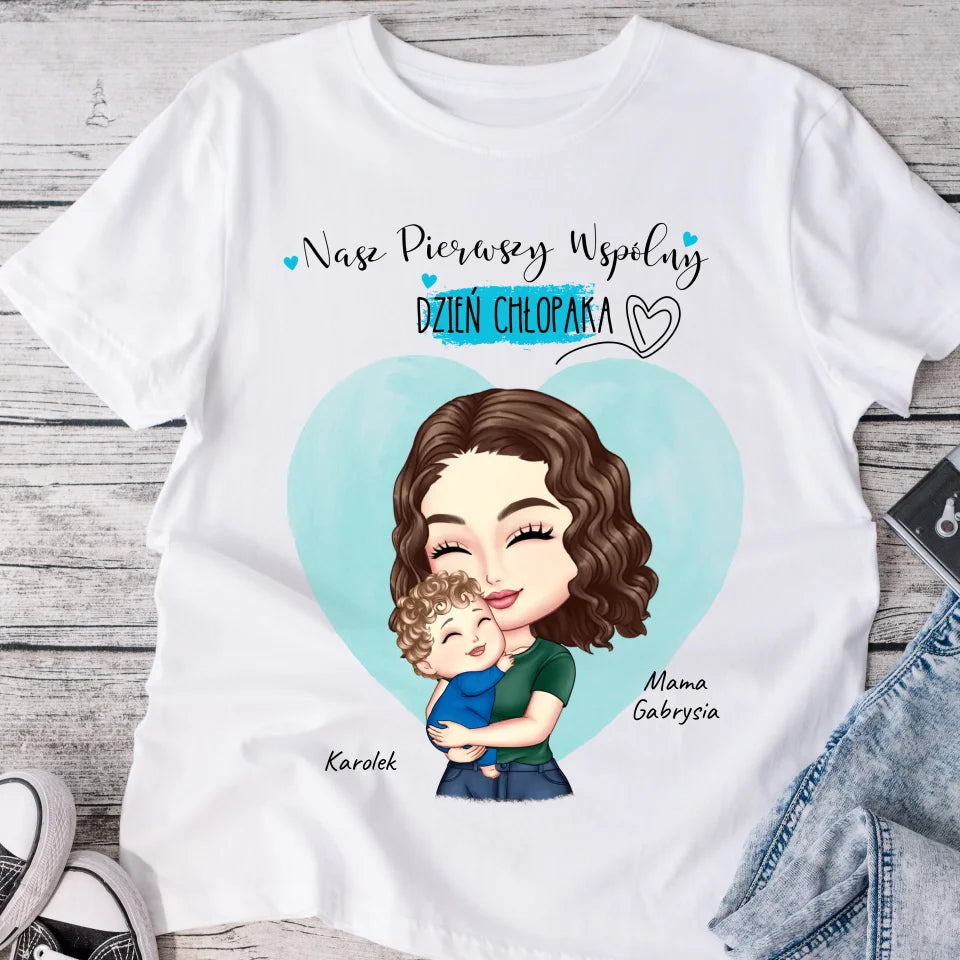 Koszulka ze wzorem dla mamy i syna - Personalizowana - Prezent na dzień chłopaka #8951