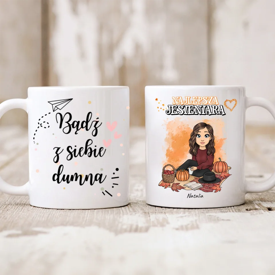 Kubek personalizowany z 1 kobietą | Prezent dla jesieniary #4561