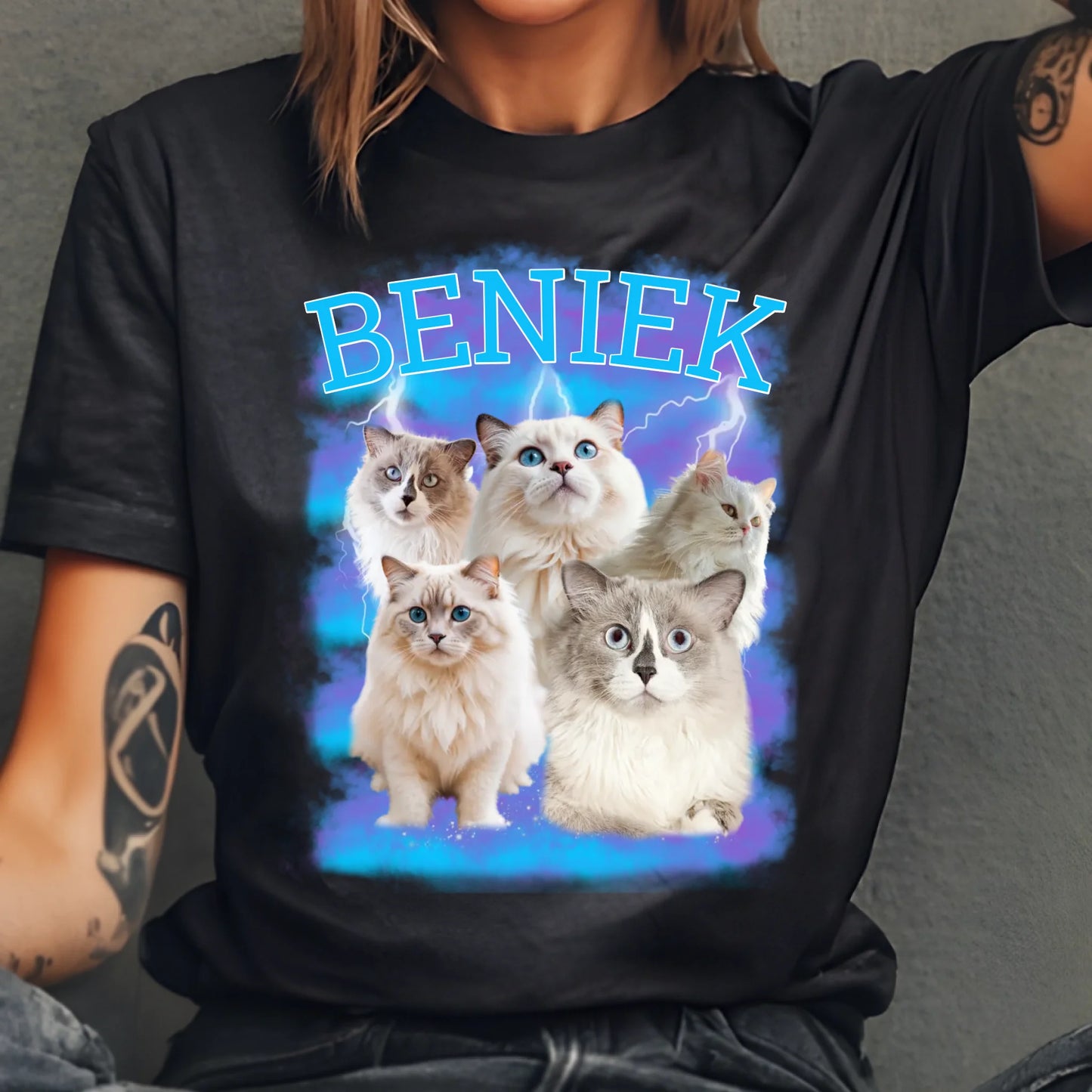 Koszulka Bootleg Personalizowana ze zdjęciem kota #4115