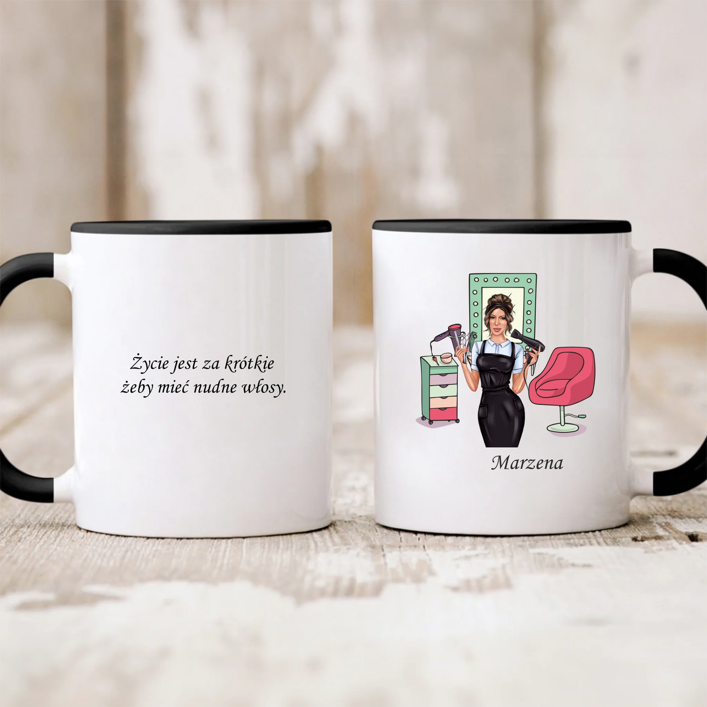Kubek dla kobiety - Włosy - Personalizowany #556