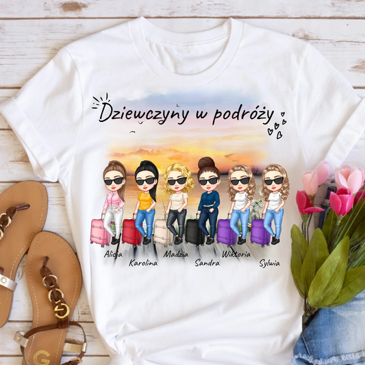 Koszulka dla przyjaciółek max. 1-12 osób - Dziewczyny w podróżny - Personalizowana #42