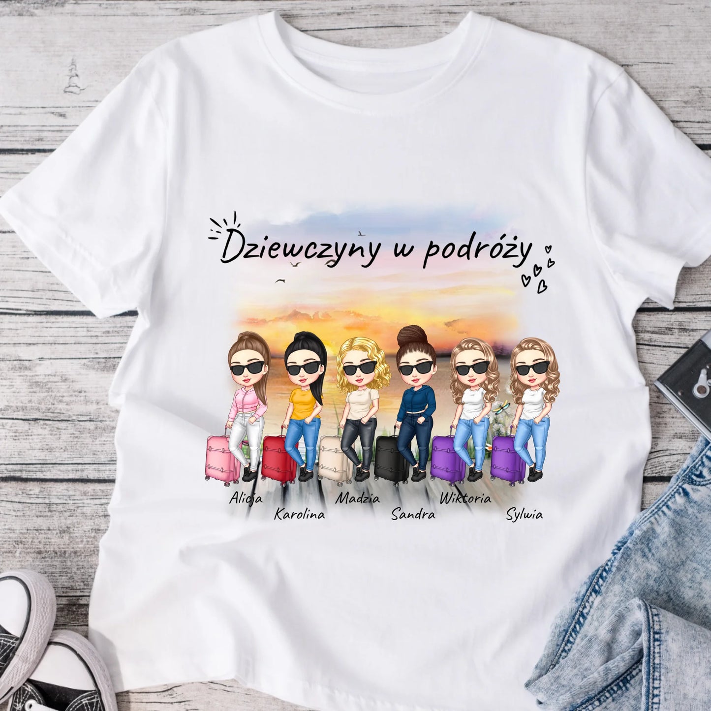 Koszulka dla przyjaciółek max. 1-12 osób - Dziewczyny w podróżny - Personalizowana #42