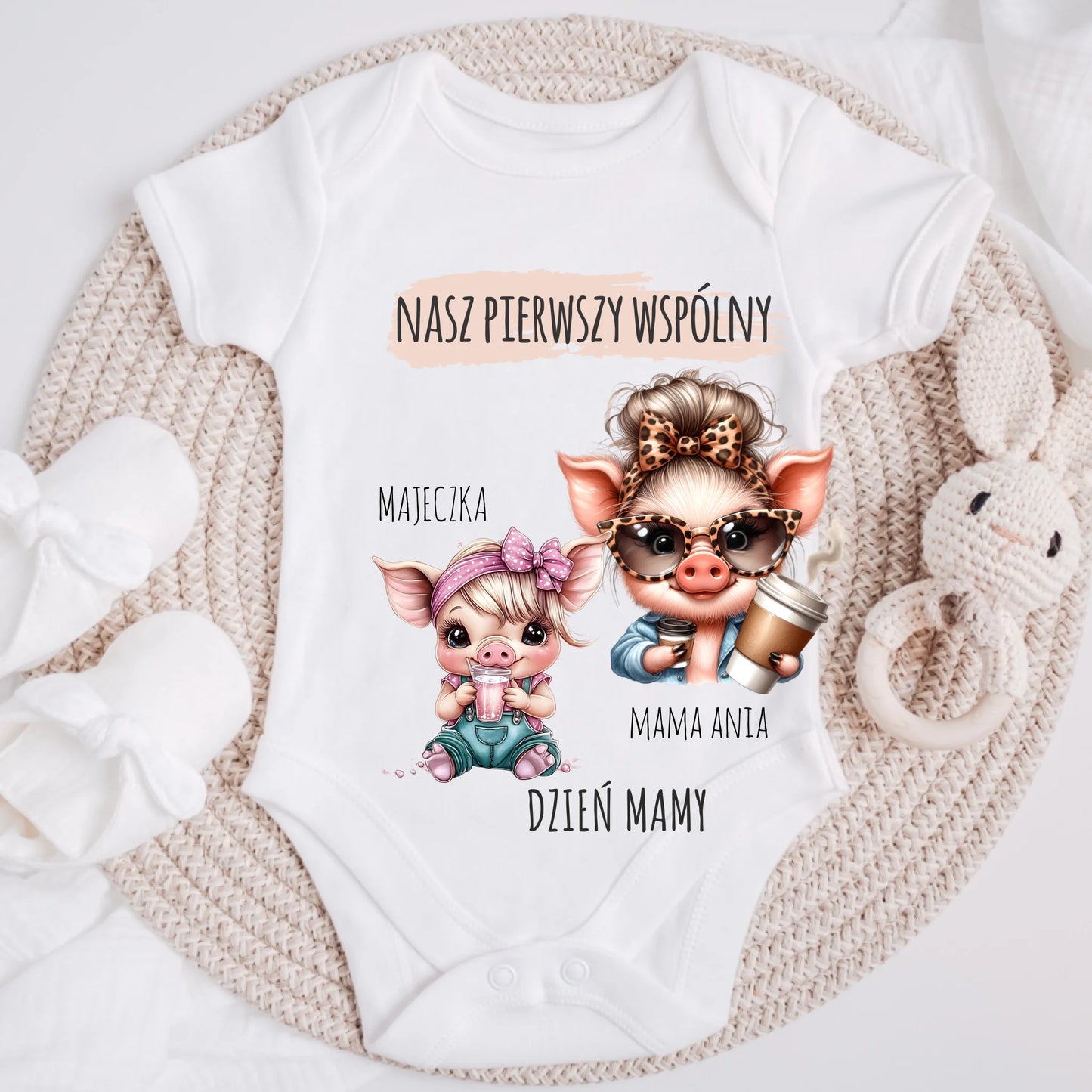 Koszulka ze wzorem dla mamy i córki - Prezent na Dzień Mamy - Personalizowana #7841