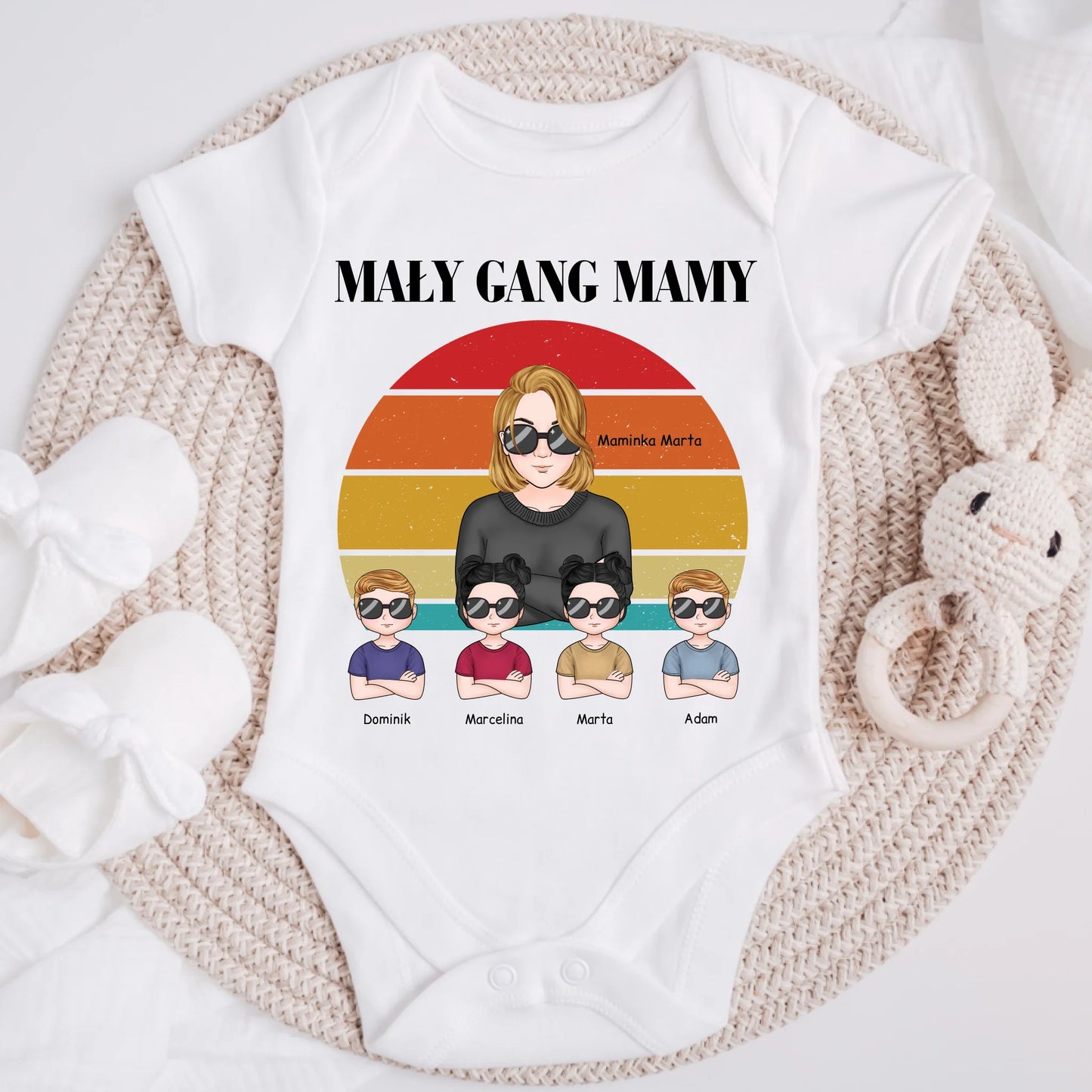 Koszulka ze wzorem dla mamy i dzieci - mały gang mamy - Personalizowana - Prezent na dzień mamy #8421