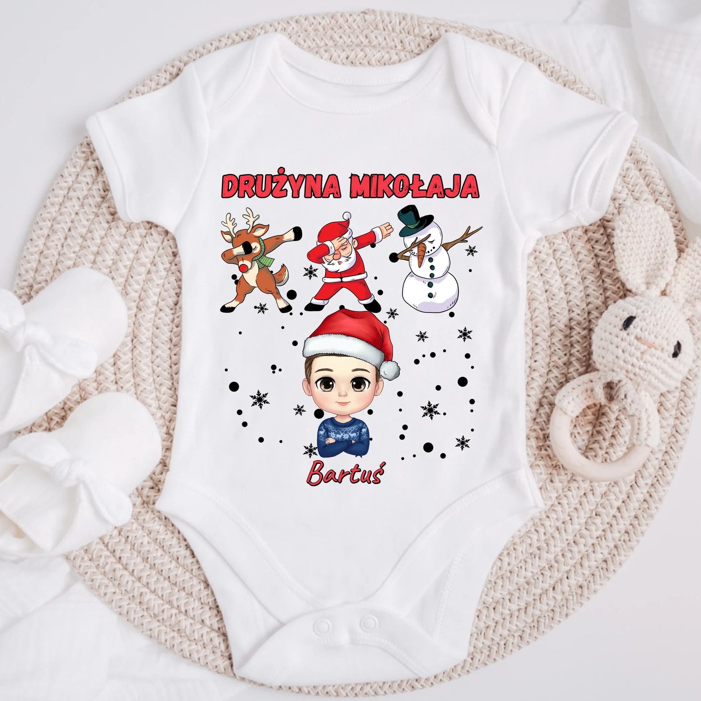 Koszulka świąteczna dla dziecka - Drużyna Mikołaja - Personalizowana - Prezent na święta #8099