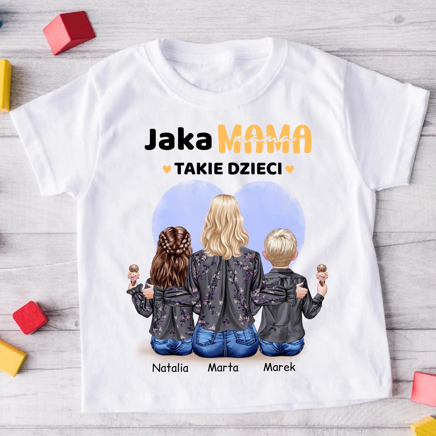 Koszulka ze wzorem mamy i dzieci - Personalizowana - Prezent na dzień mamy #0942