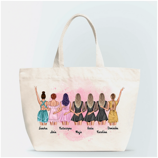 Torba materiałowa personalizowana dla przyjaciółek 1-8 osób #P10