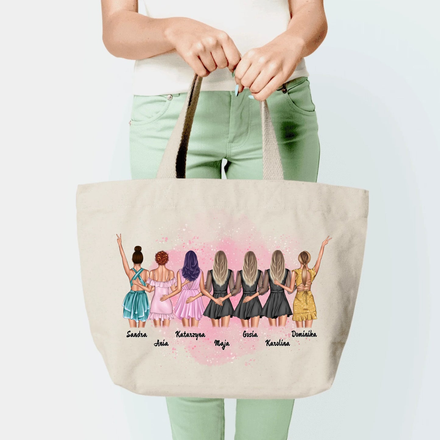 Torba materiałowa personalizowana dla przyjaciółek 1-8 osób #P10