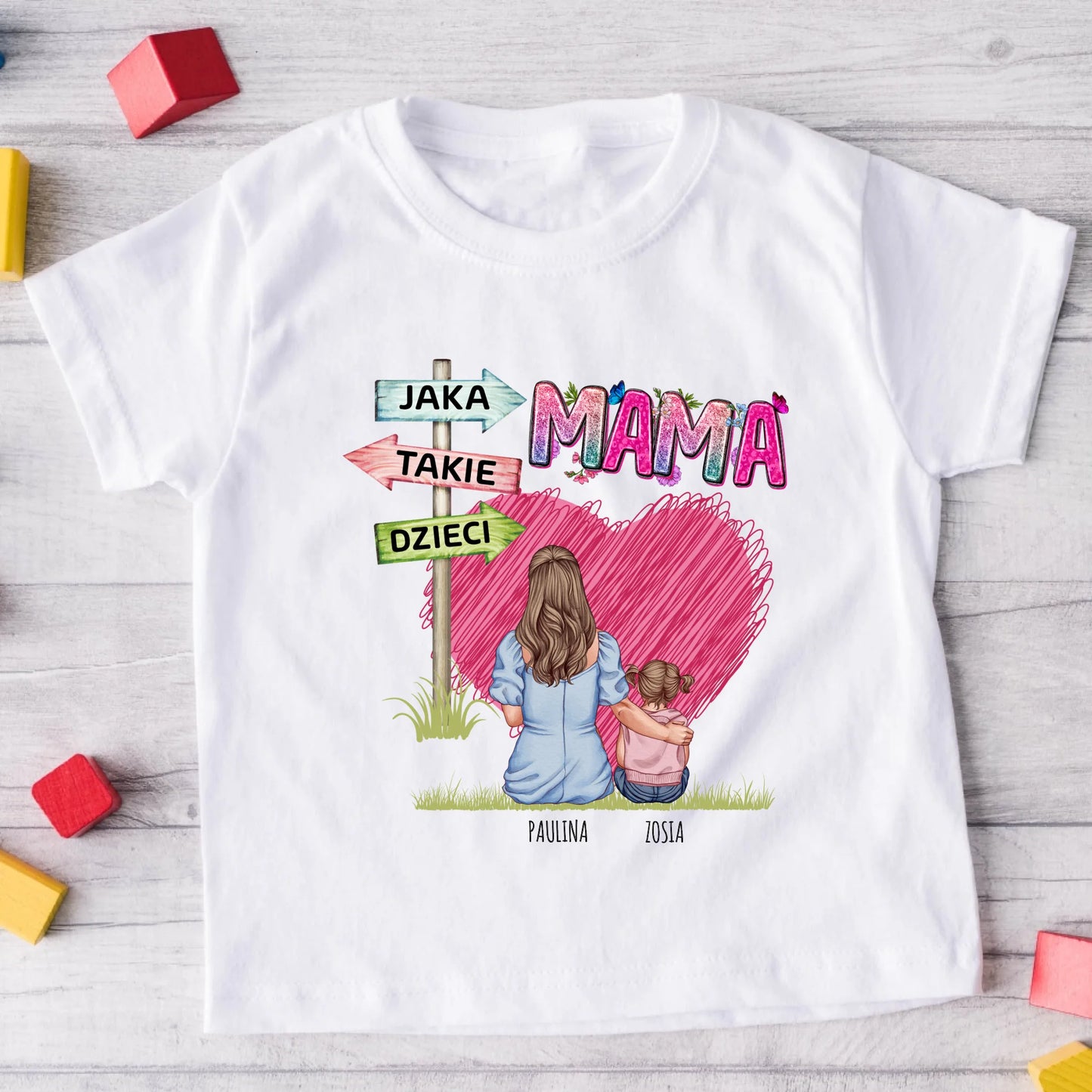 Koszulka ze wzorem mamy i dzieci - Personalizowana - Prezent na dzień mamy #0566