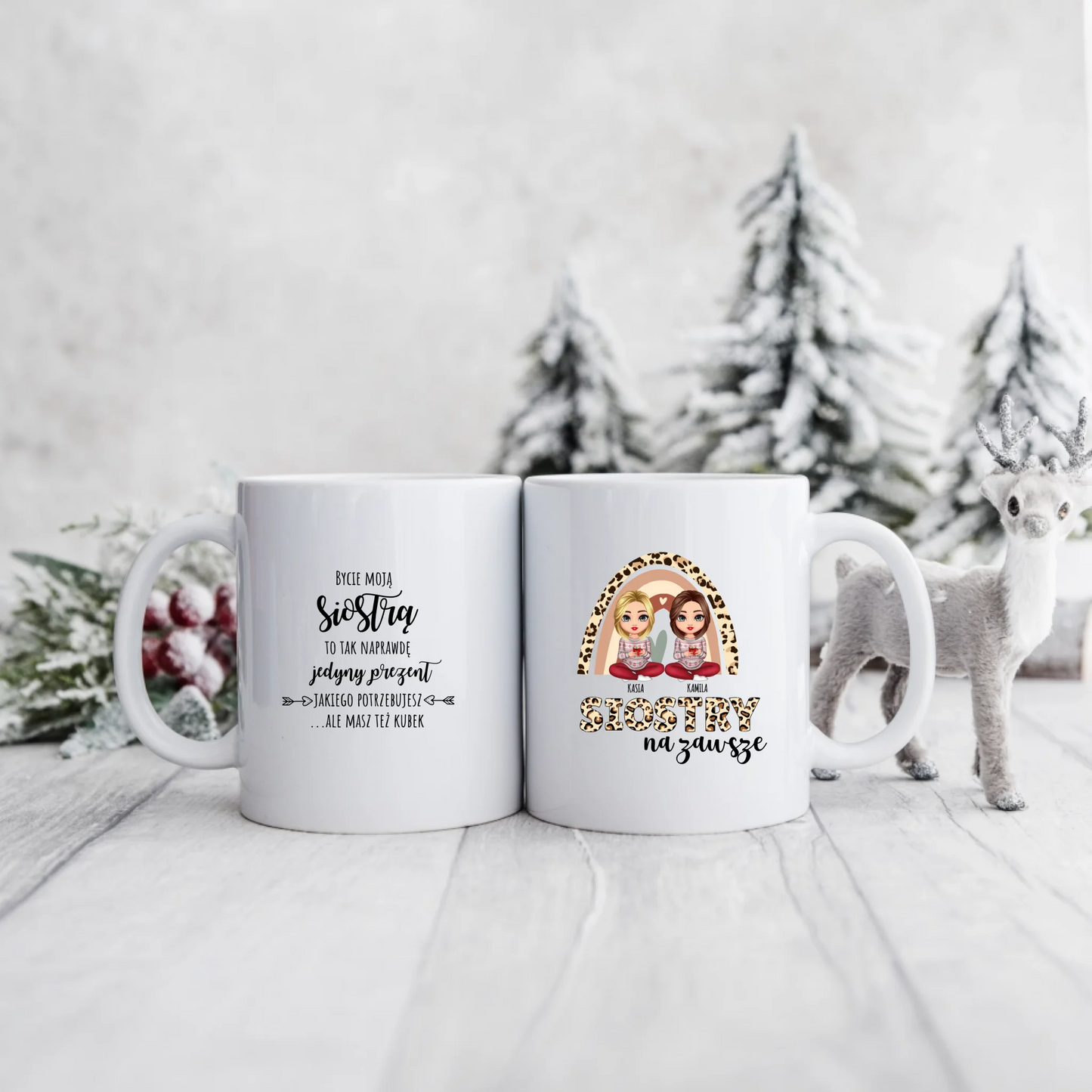 Kubek dla przyjaciółek/sióstr świąteczny - Personalizowany prezent na święta #997