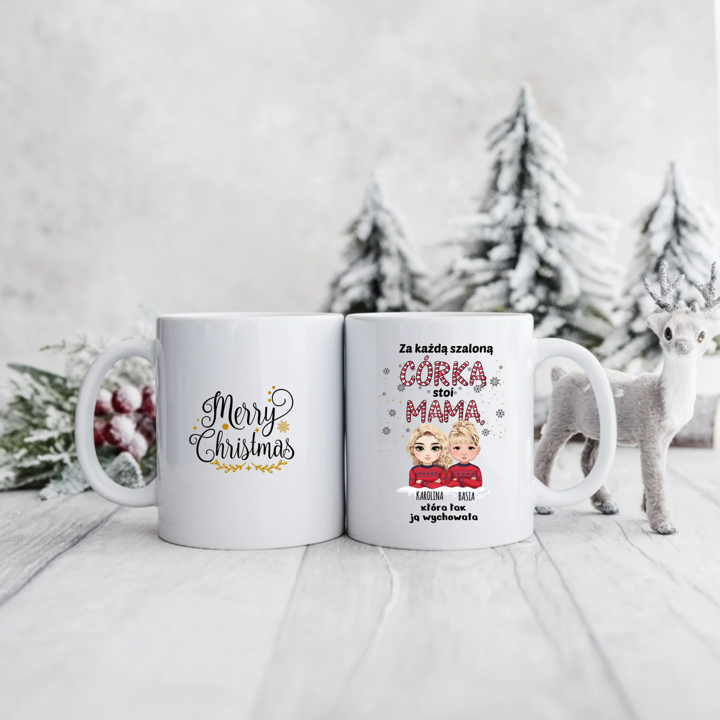 Kubek dla mamy i córki świąteczny - Personalizowany prezent na święta #993