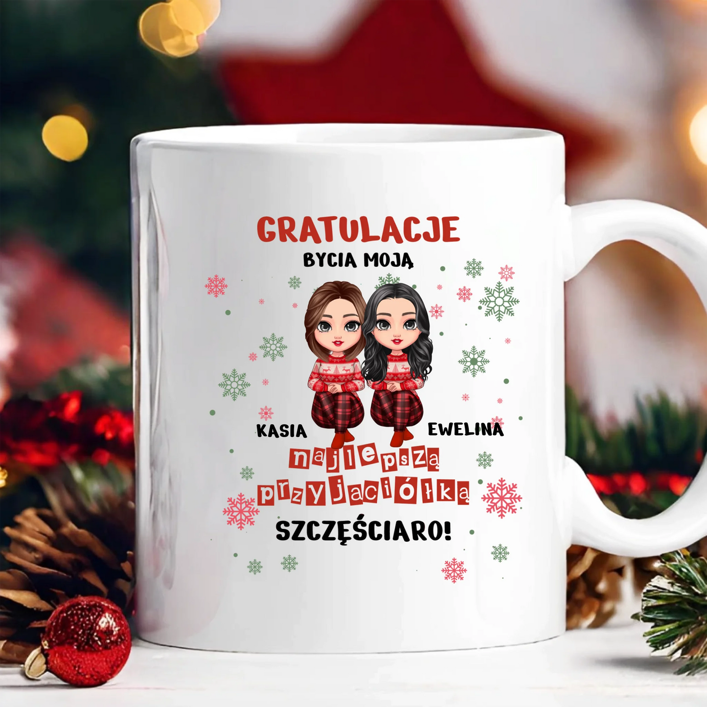 Kubek dla przyjaciółek świąteczny - Personalizowany prezent na święta #994