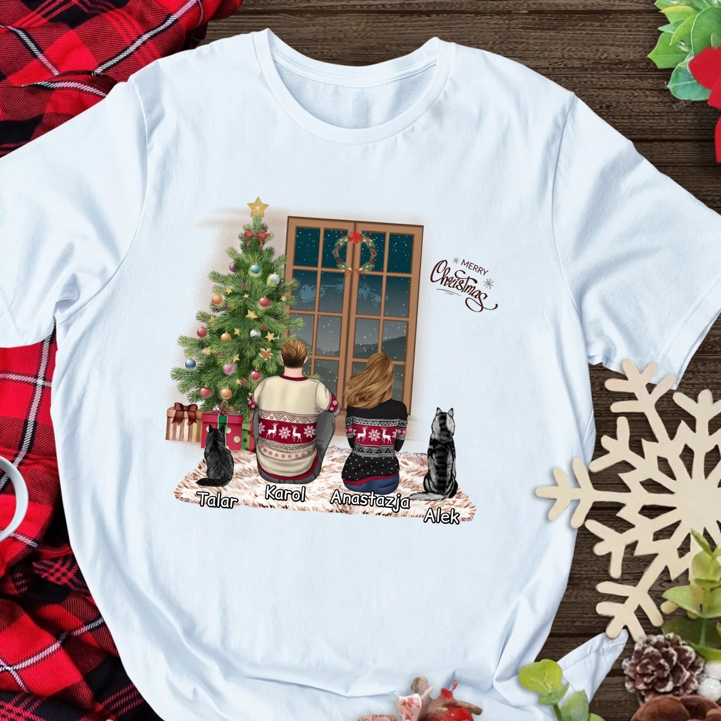 Świąteczna koszulka personalizowana dla par MERRY CHRISTMAS | romantyczny motyw dla właścicieli zwierząt #4