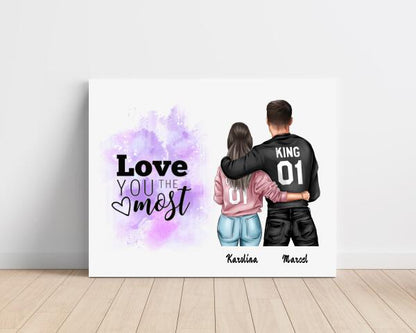 Obraz personalizowany dla par LOVE YOU THE MOST | romantyczny motyw #1
