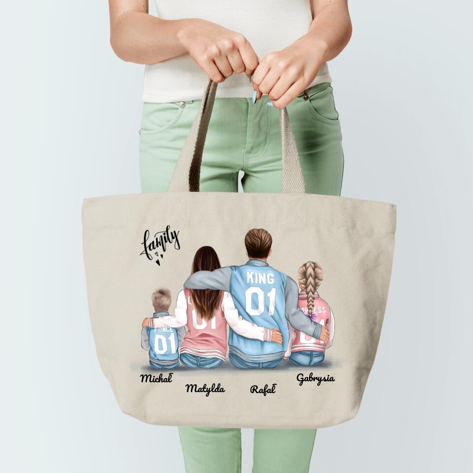 Torba materiałowa personalizowana rodzinna + 2 dzieci #P2