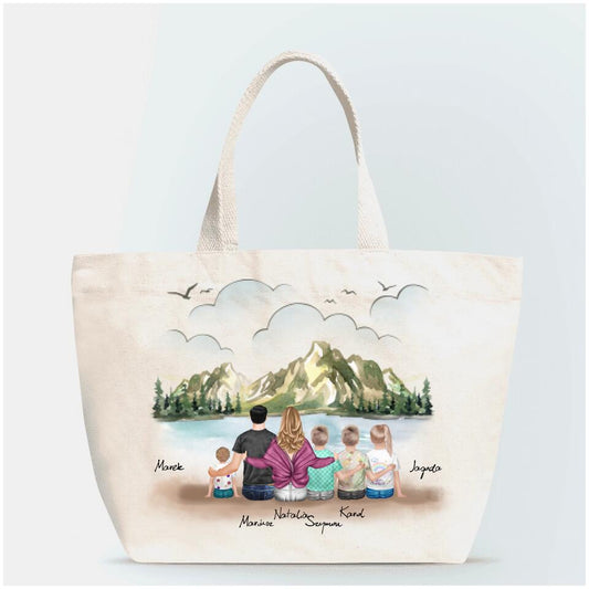 Torba materiałowa personalizowana rodzinna + 1-4 dzieci #P12