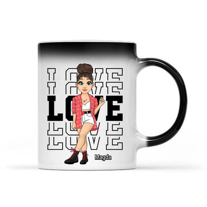 Kubek personalizowany dla kobiety LOVE | z personalizacją postaci #85
