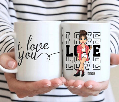 Kubek personalizowany dla kobiety LOVE | z personalizacją postaci #85