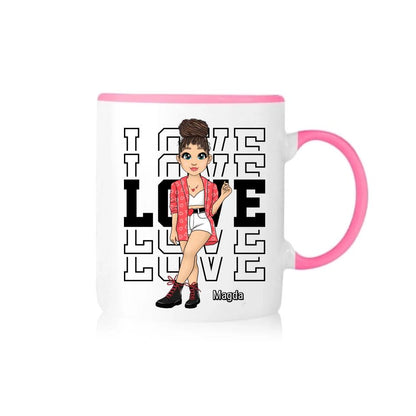 Kubek personalizowany dla kobiety LOVE | z personalizacją postaci #85
