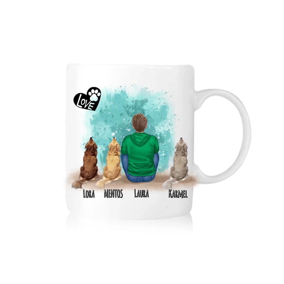 Kubek personalizowany - mężczyzna + max. 1-3 psy #P43