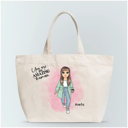 Torba personalizowana dla kobiety YOU ARE AN AMAZING HUMAN | motyw z kawą #13