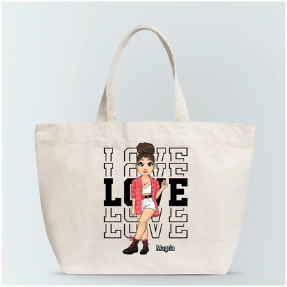 Torba personalizowana dla kobiety I LOVE | z personalizacją postaci #26
