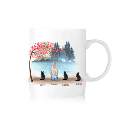 Kubek personalizowany dla miłośniczki kotów | motyw z jeziorem #5