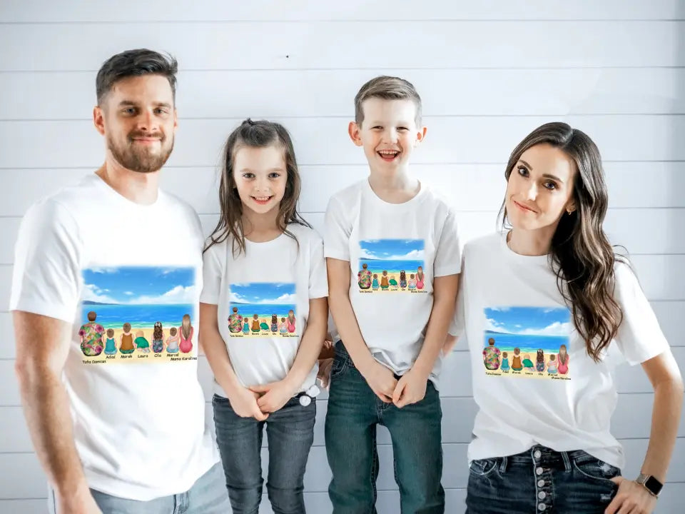 Koszulka rodzinna 2 os. dorosłe + 1-5 dzieci -Personalizowana #P25 - Prezent na dzień mamy