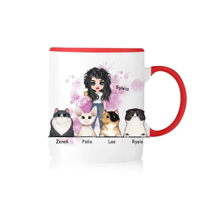 Kubek personalizowany dla miłośniczki kotów | z personalizacją imion i postaci #K3