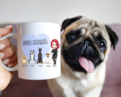 Kubek personalizowany dla właścicielki psów PSIA MAMA | z personalizacją imion #1