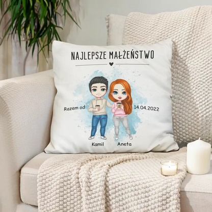 Poduszka personalizowana dla par NAJLEPSZE MAŁŻEŃSTWO | motyw na rocznice #1