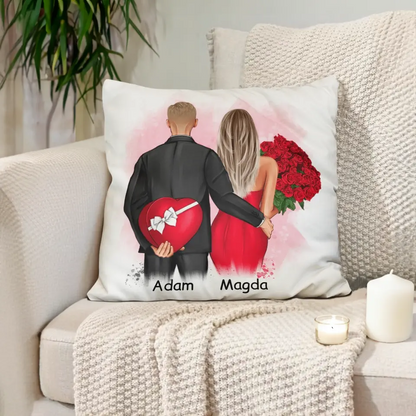 Poduszka personalizowana dla par | motyw z różami #18